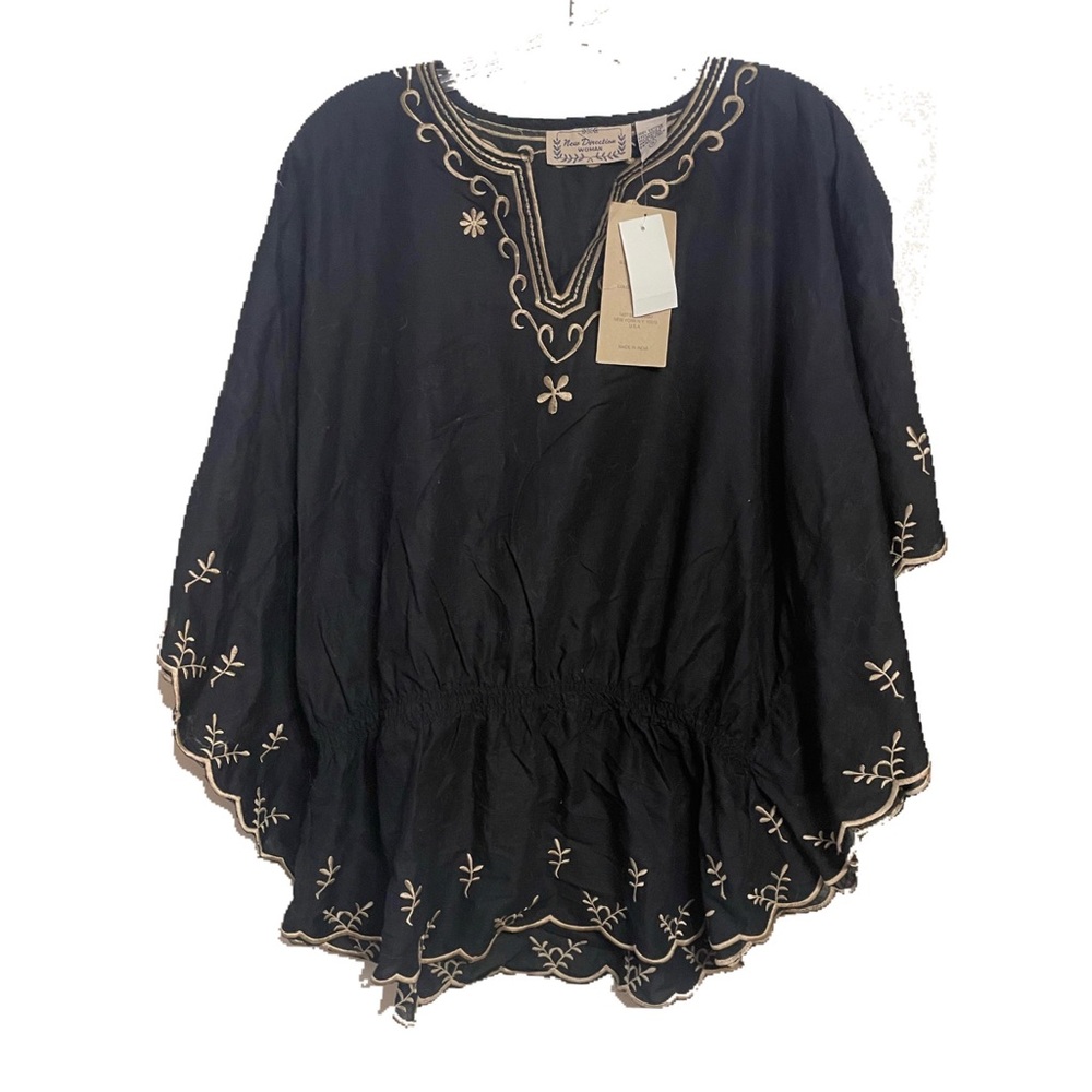 NWT Embroidered Bat Wing Top
